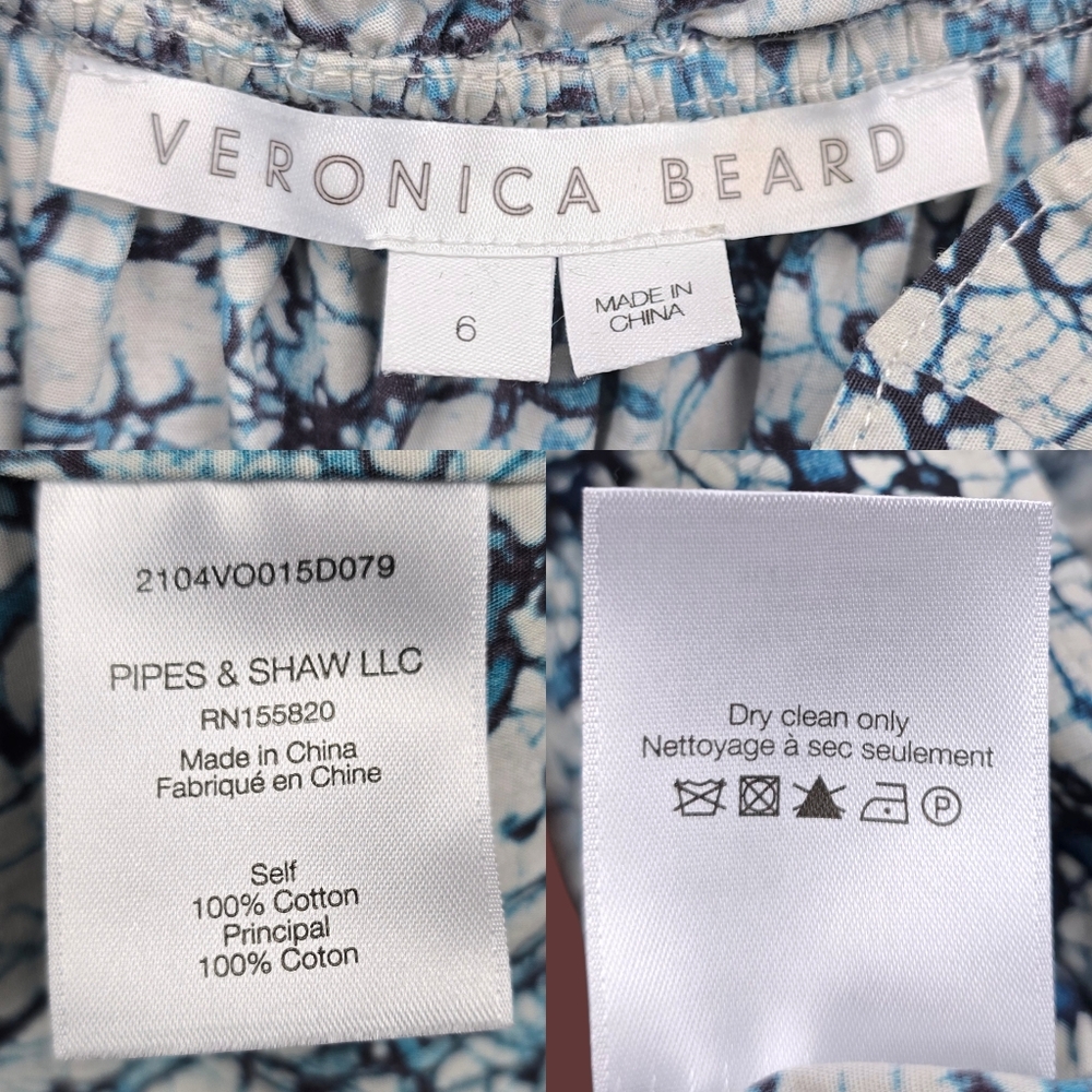 Veronica Beard Womens Blue Batik Print Zee Tiered Mini Dress Size 6 - Picture 6 of 6